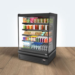 Visair Upright refrigerated standard cabinet hero render on wood