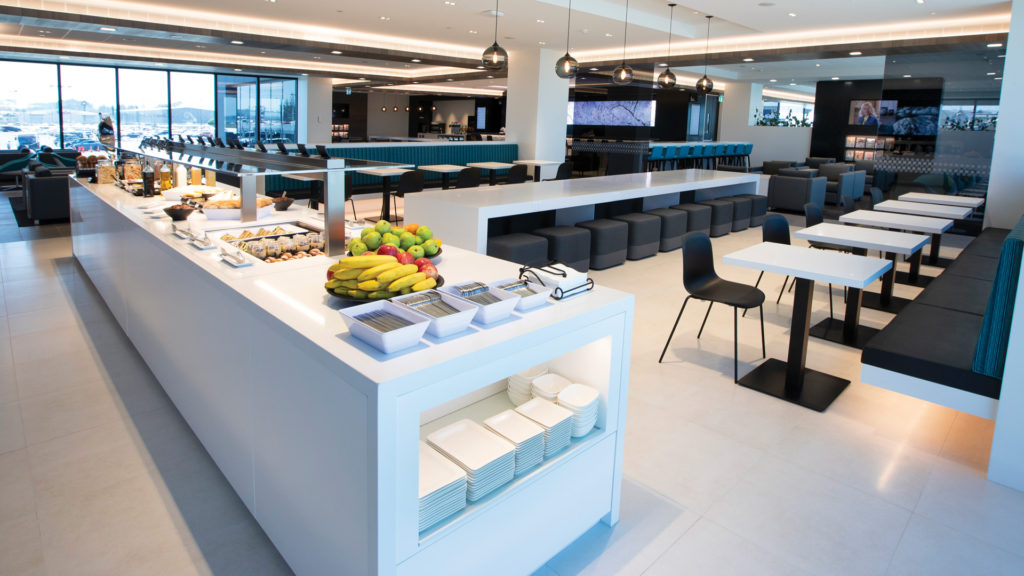 Image showing custom FPG Inline GN Series installed at the Air New Zealand Regional Domestic Lounge at Auckland Airport.