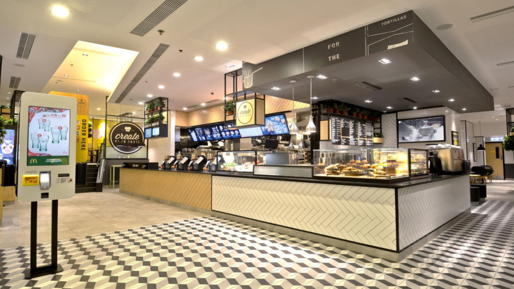 Image showing custom refrigerated food display cabinet installed at Create Your Taste, McDonald's Hong Kong.