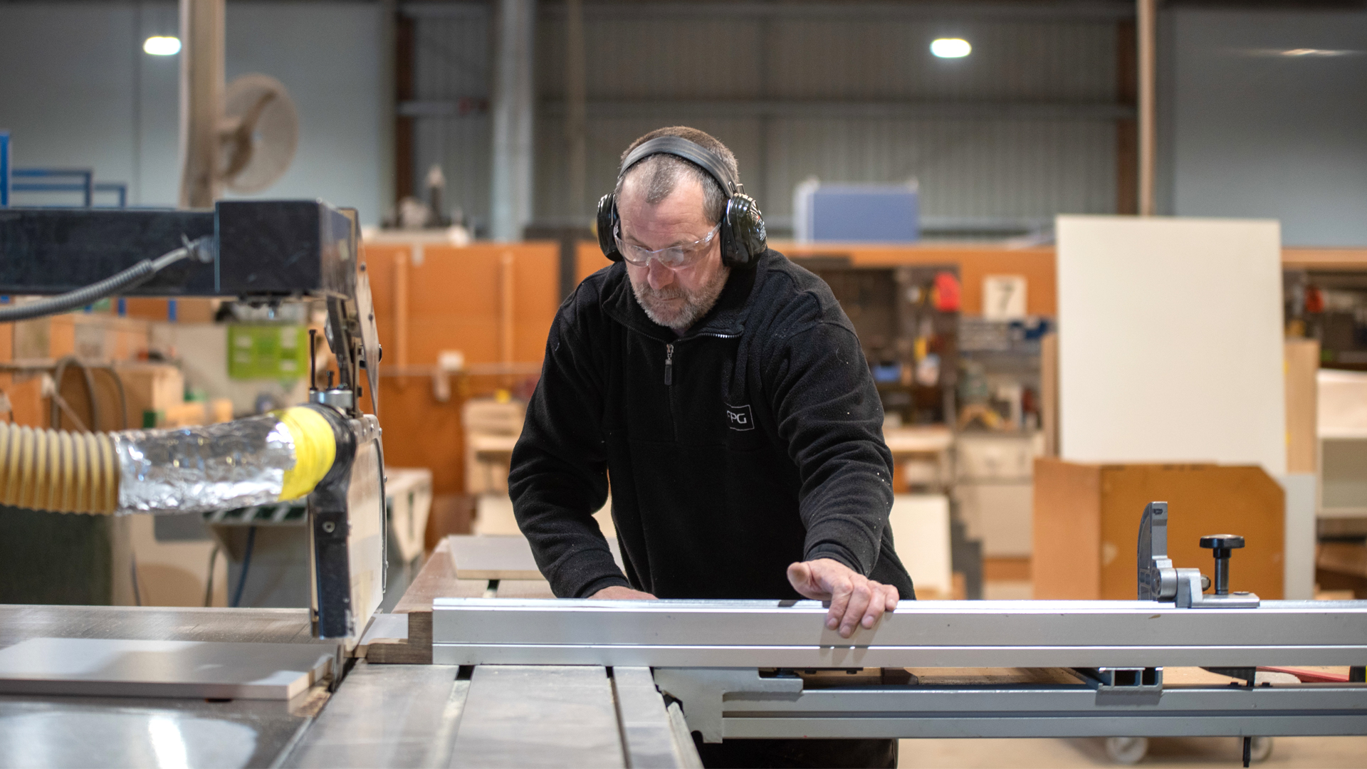 Image showing FPG Joinery with the dimension saw in operation.