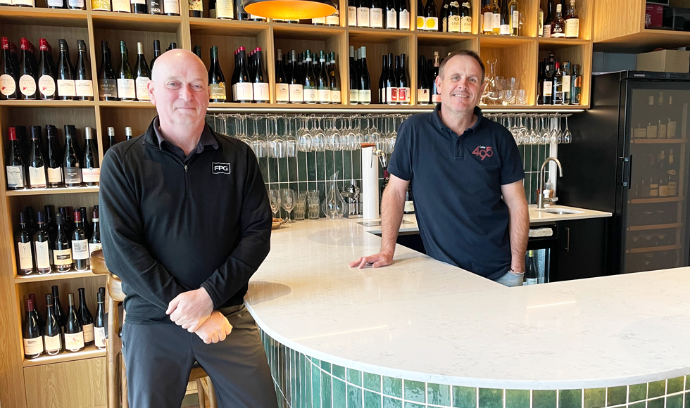 Image showing FPG Sales Director, Paul Aston with Cellar 495 owner, Michael Henley. Hastings, New Zealand.