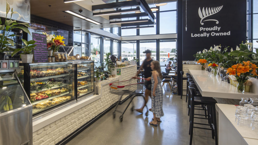 Image showing FPG custom café fitout including counter and food display cabinets at New World, Wanaka, New Zealand.