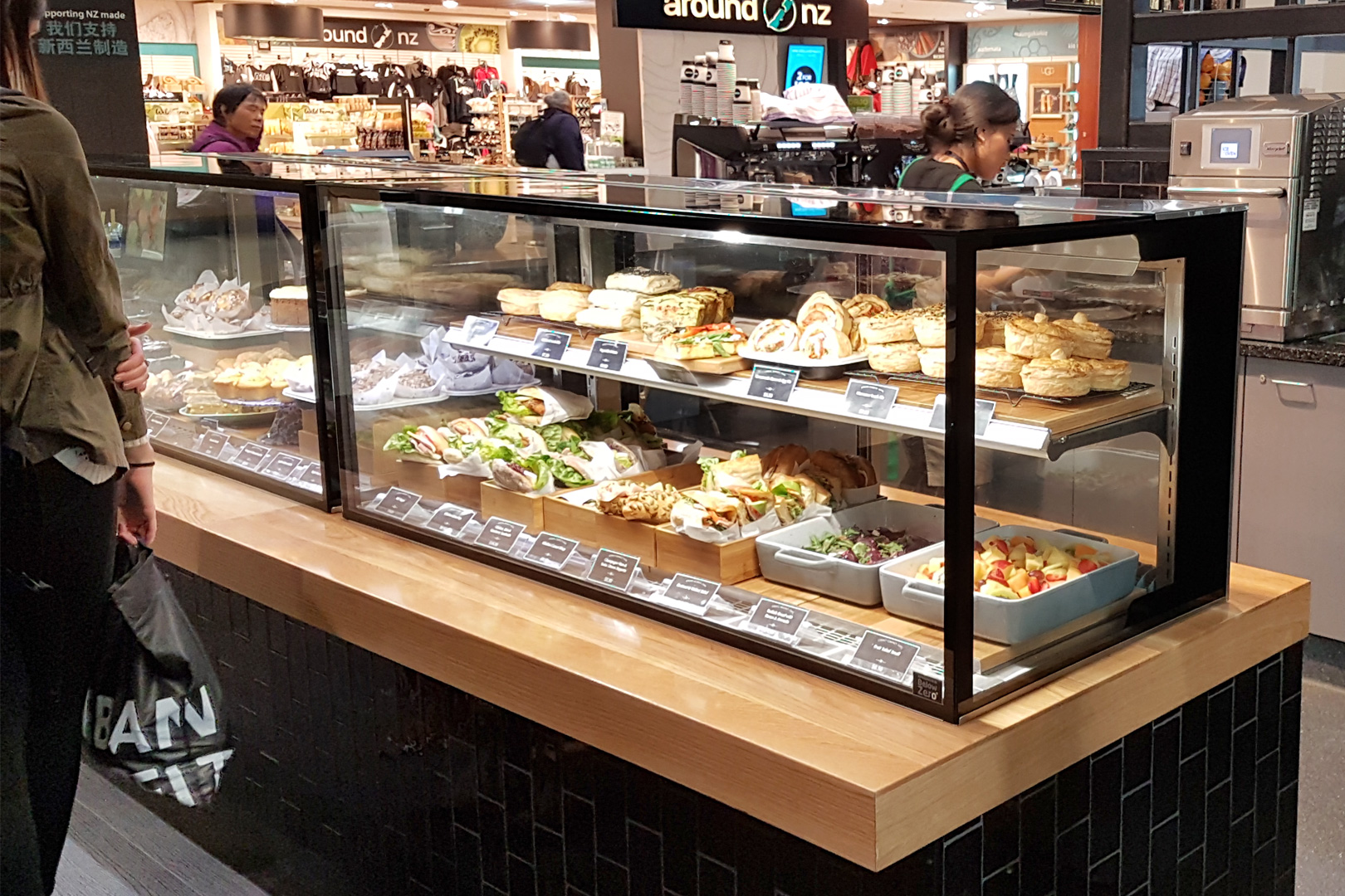 Inline 3000 Series square food display cabinet at the International Auckland Airport 2016