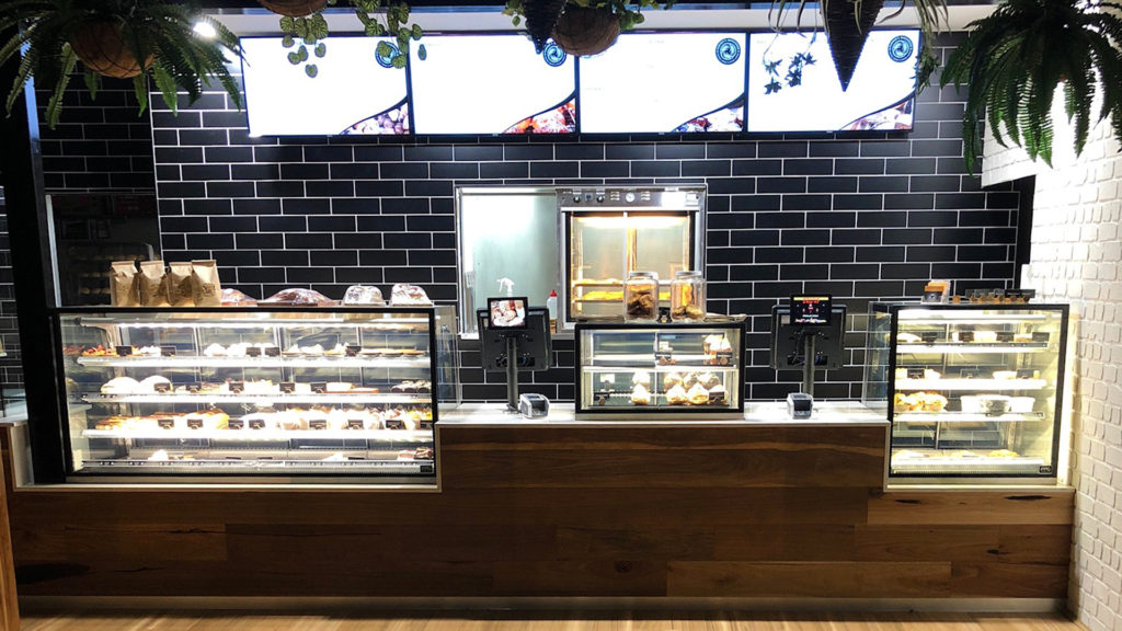 Image of FPG Inline 5000 Series food display cabinets installed at Farmers Bakehouse, Dubbo, Australia.