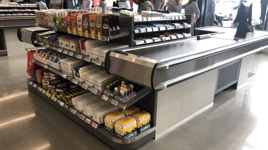 Image showing FPG custom supermarket fixture including checkout and impulse sales displays at New World Wanaka, New Zealand.