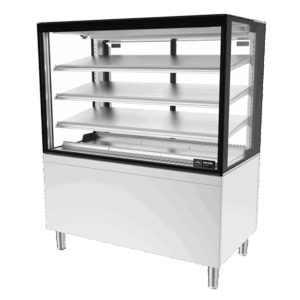 Image showing a FPG Encore Counter 1200mm square refrigerated cabinet with stainless steel shelving.
