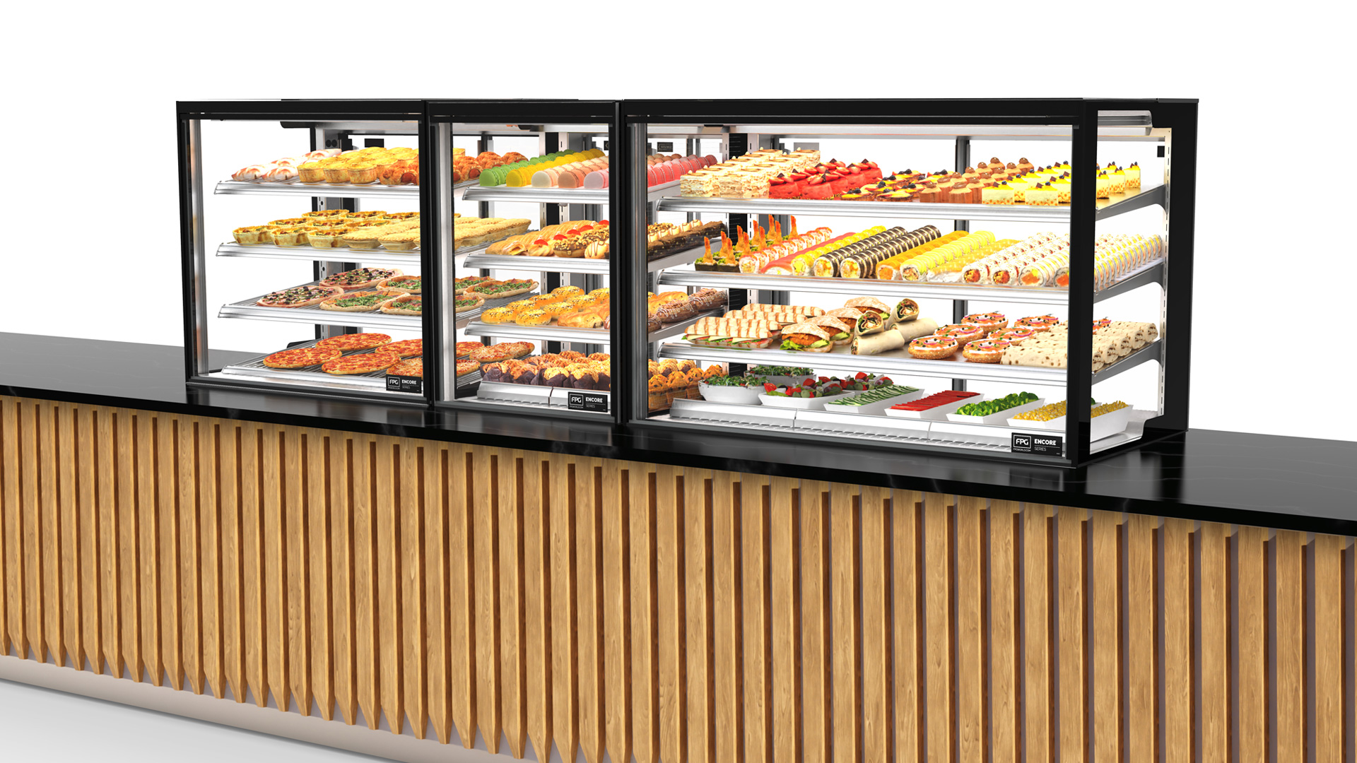 Image showing FPG Encore Counter Line-up Food and Drinks Display Cabinets.