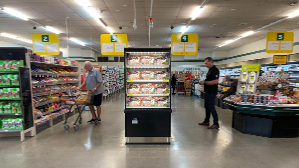 Image showing FPG Visair Upright Tall Heated display cabinet at 4 Square, Taradale, New Zealand.