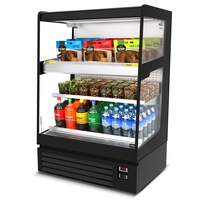 Image of the FPG Visair Dual with a tall top heated zone, and bottom refrigerated zone with 2 display levels.