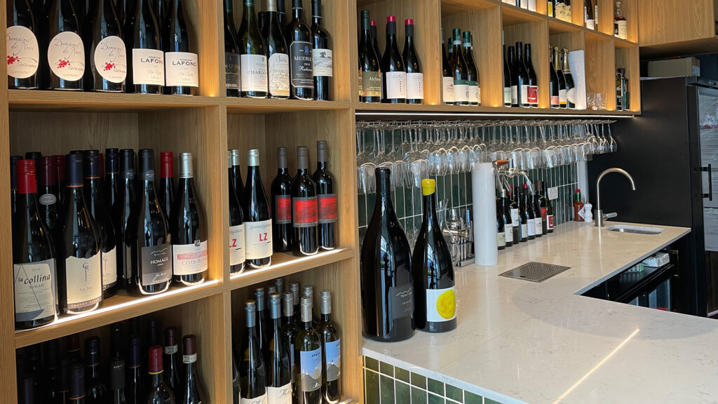 Image showing FPG Custom Fitout at Cellar 495, Hastings, New Zealand. Design, manufacture and installation of the wine wall and shelving to exhibit the beautiful array of wines sourced from around the world.