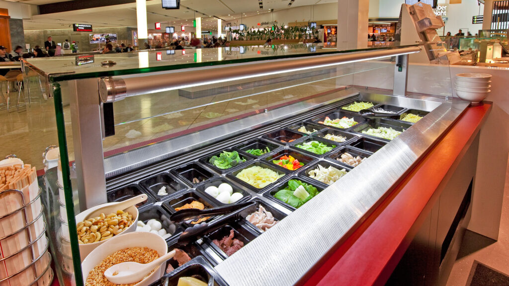 Image showing FPG Inline GN Refrigerated buffet solution with serve over glass gantry.