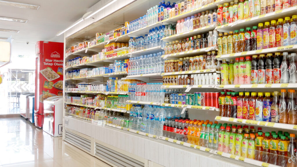 iMAGE SHOWING FPG Visair Slimline Custom food and drinks display cabinet's at Alfaexpress, Rest Area KM102, Indonesia.