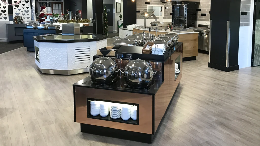FPG Custom Fitout of food servery stations at the RSA, Tauranga, New Zealand.