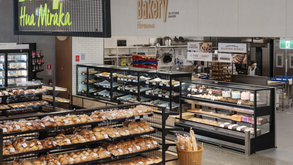 Image showing FPG Isoform Grab&Go 2400 refrigerated cabinet used for the bakery display at New World supermarket, Hobsonville, New Zealand.