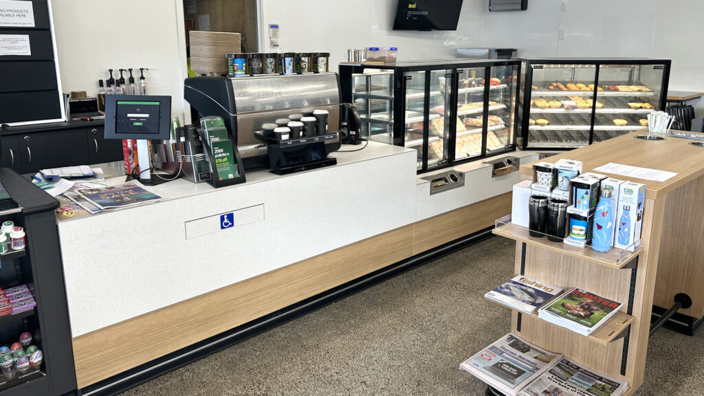 Image showing FPG Custom Fitout BP 2go Ormond Road includes store, POS station, coffee station and FPG food display cabinets