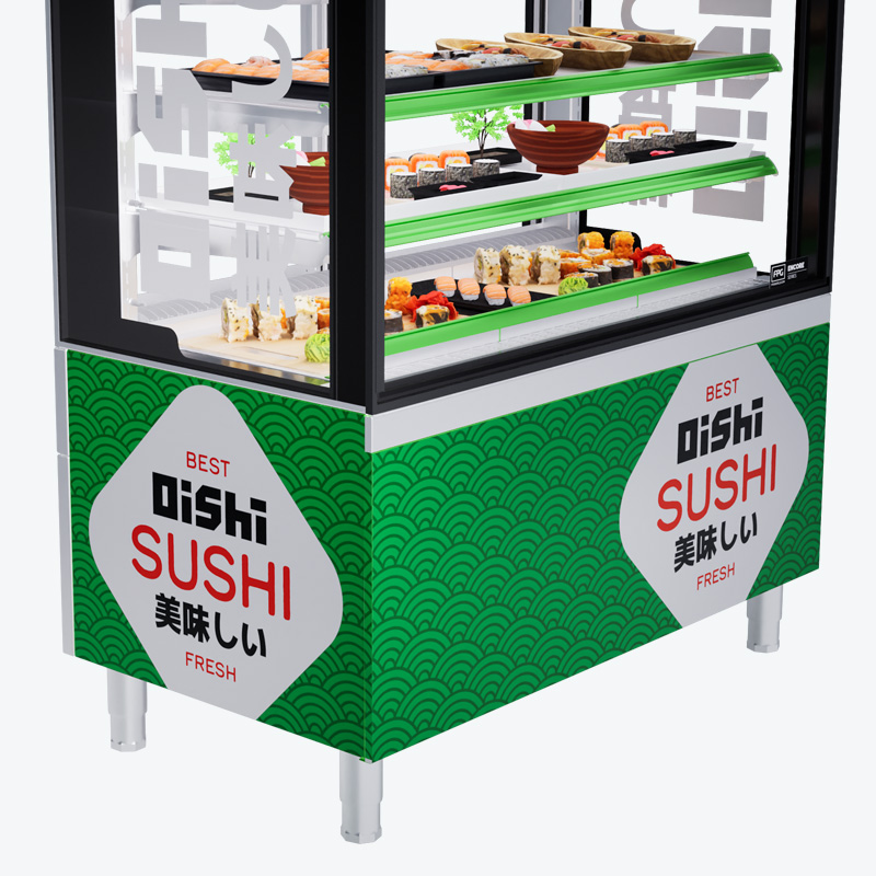 Image showing FPG Encore Series 8 Refrigerated Square Freestanding Cabinet with branded decals