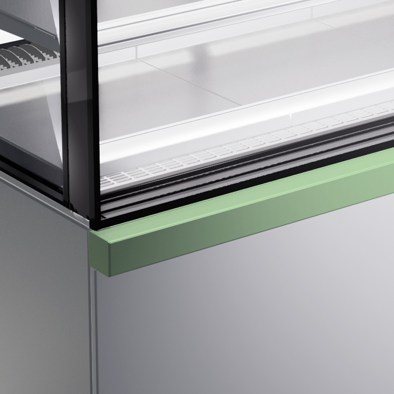 Image showing a FPG Encore Series 8 freestanding cabinet with a bumper rail attached for added protection.