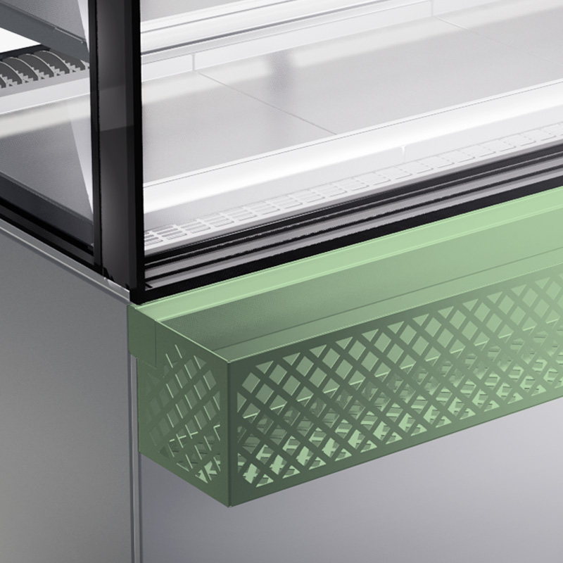 Image showing a FPG Encore Series 8 freestanding cabinet with a front bin attached for ambient products.