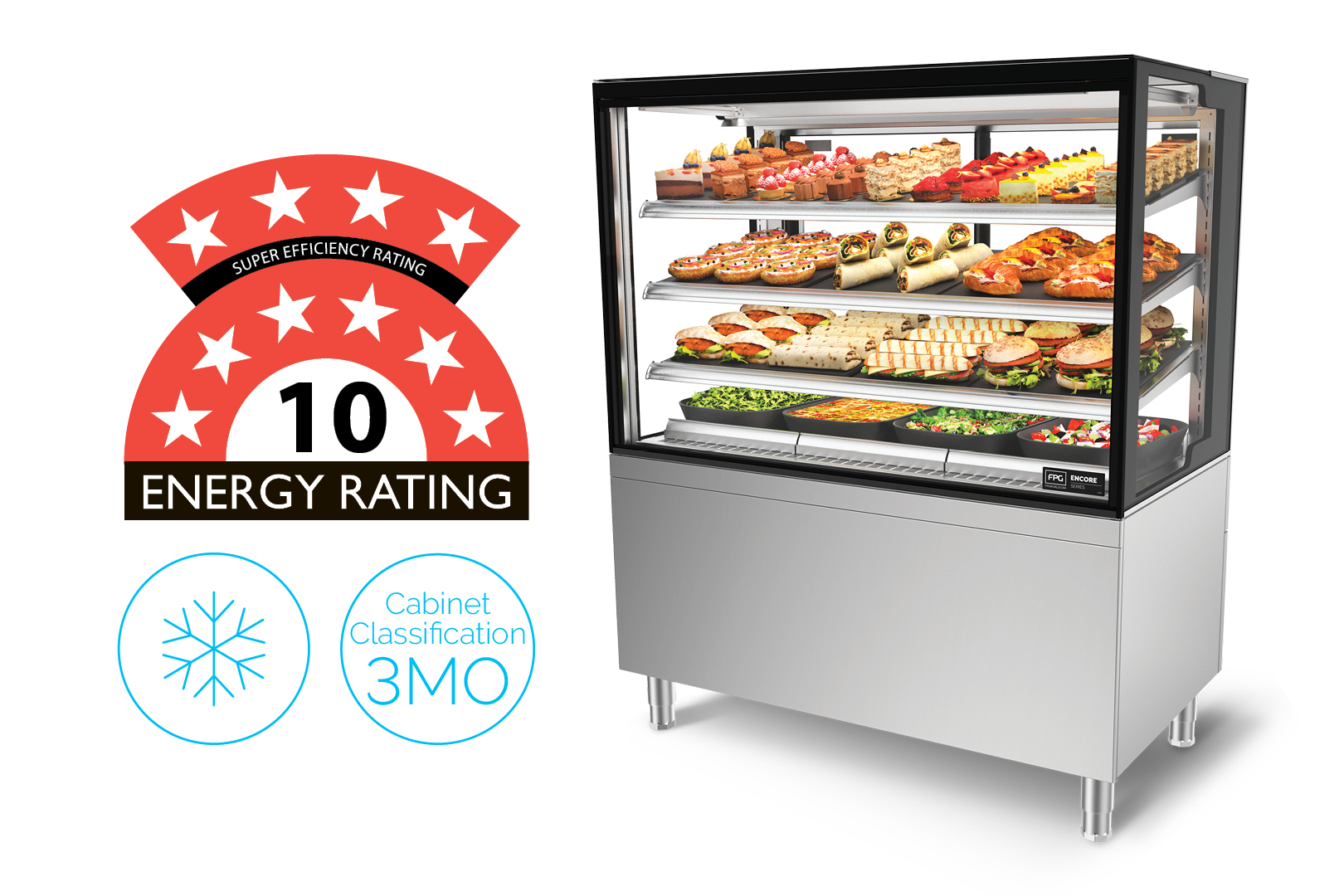 Encore Series 8 refrigerated cabinets are rated as high as 10/10 for energy efficiency for climate class 3M0.