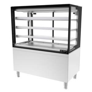 Image showing FPG Encore Series 8 Open Front 1200mm square freestanding refrigerated food and drinks cabinet with stainless steel shelving.