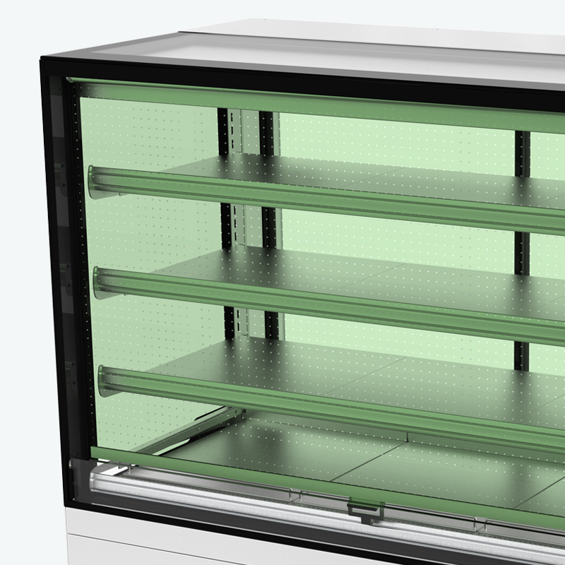 Image showing FPG Encore Series 8 Open Front square refrigerated food and drinks cabinet with night curtain.