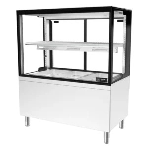 Image showing FPG Encore Series 8 Bain Marie 1200mm square freestanding heated food cabinet with shelf.