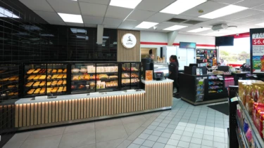 FPG Encore Series 8 Image showing a lineup of FPG Encore Series 8 food display cabinets at Caltex Terrace End, Palmerston North, New Zealand