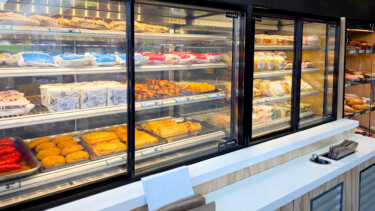 FPG Encore Series 8 A lineup of FPG Encore Series 8 food display cabinets in joinery at 4 Square Tokomaru Bay, New Zealand.