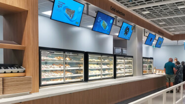Custom FPG Inline 5000 A lineup of stocked FPG Inline 5000 refrigerated cabinets at IKEA Auckland, New Zealand.