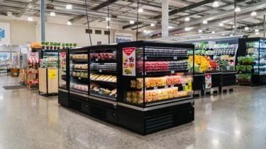 FPG Impulse Plus refrigerated cabinets configured as an island Image showing FPG Impulse Plus 13H 09W and 13H 12W refrigerated R290 cabinets configured as an island.